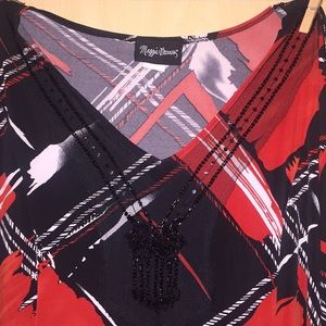 Plus size career blouse bead and sequin detail